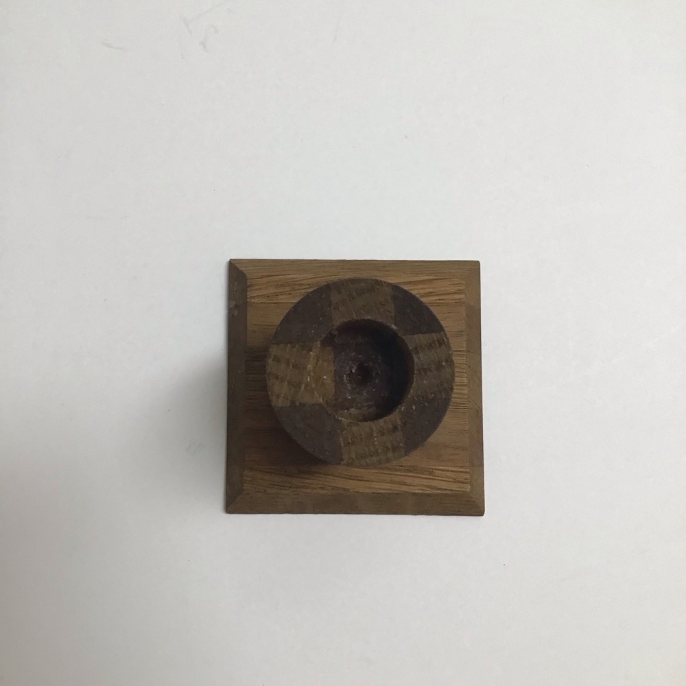 Vintage Folk Art Rustic Pair Small Solid Wood Candlestick Holders 3โ Primitive - Picture 10 of 16